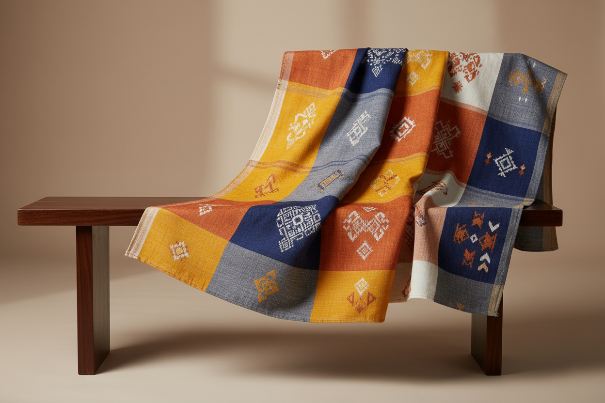 plaid sabra en soie de cactus motifs Marocain modernes